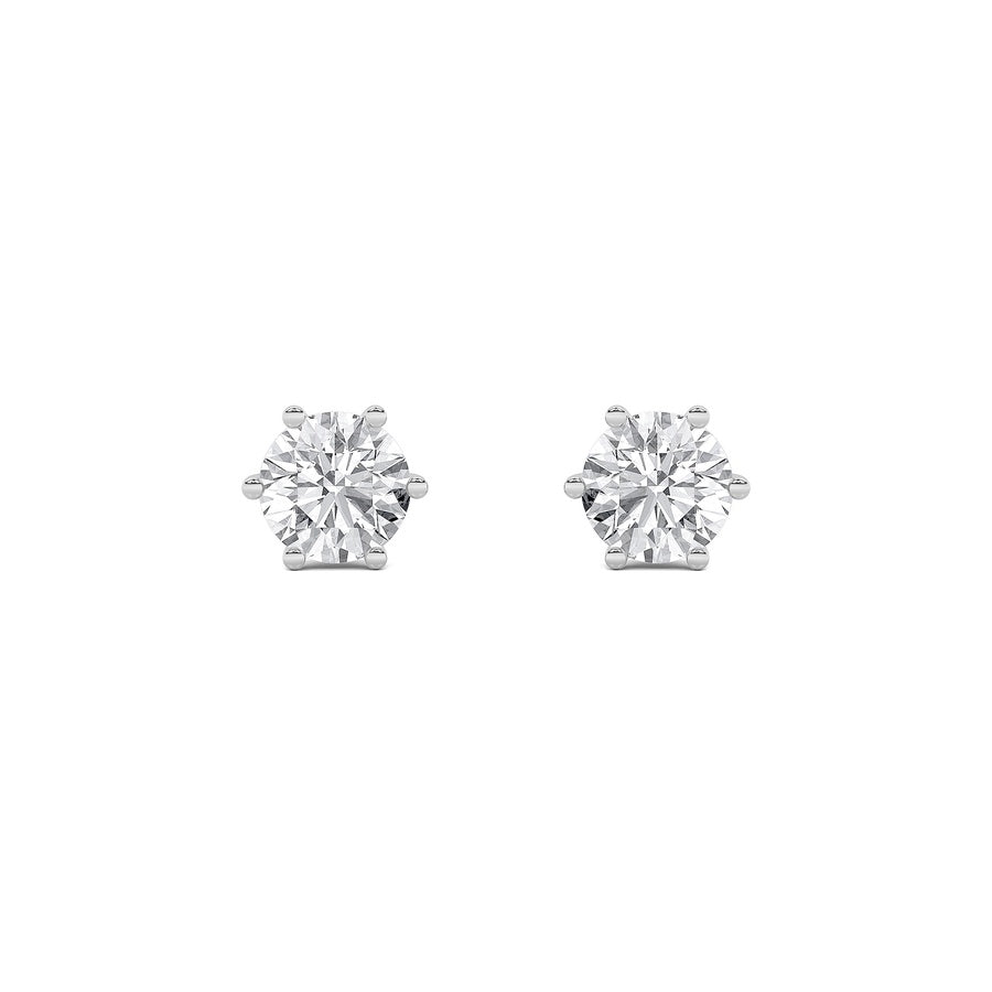 2Cttw Round Shaped Lab Grown Diamond (F/VS) TulipHead Stud Earrings in 14K Gold