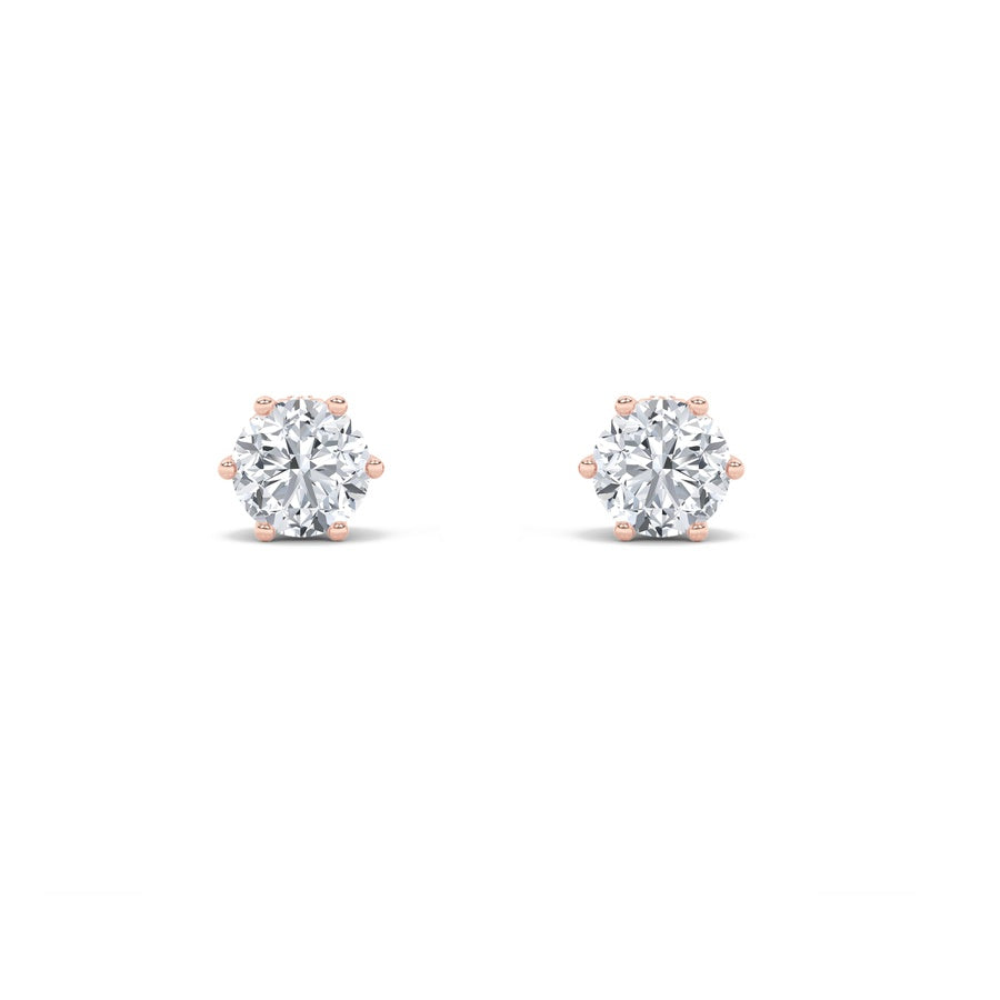 3Cttw Round Shaped Lab Grown Diamond (F/VS) TulipHead Stud Earrings in 14K Gold
