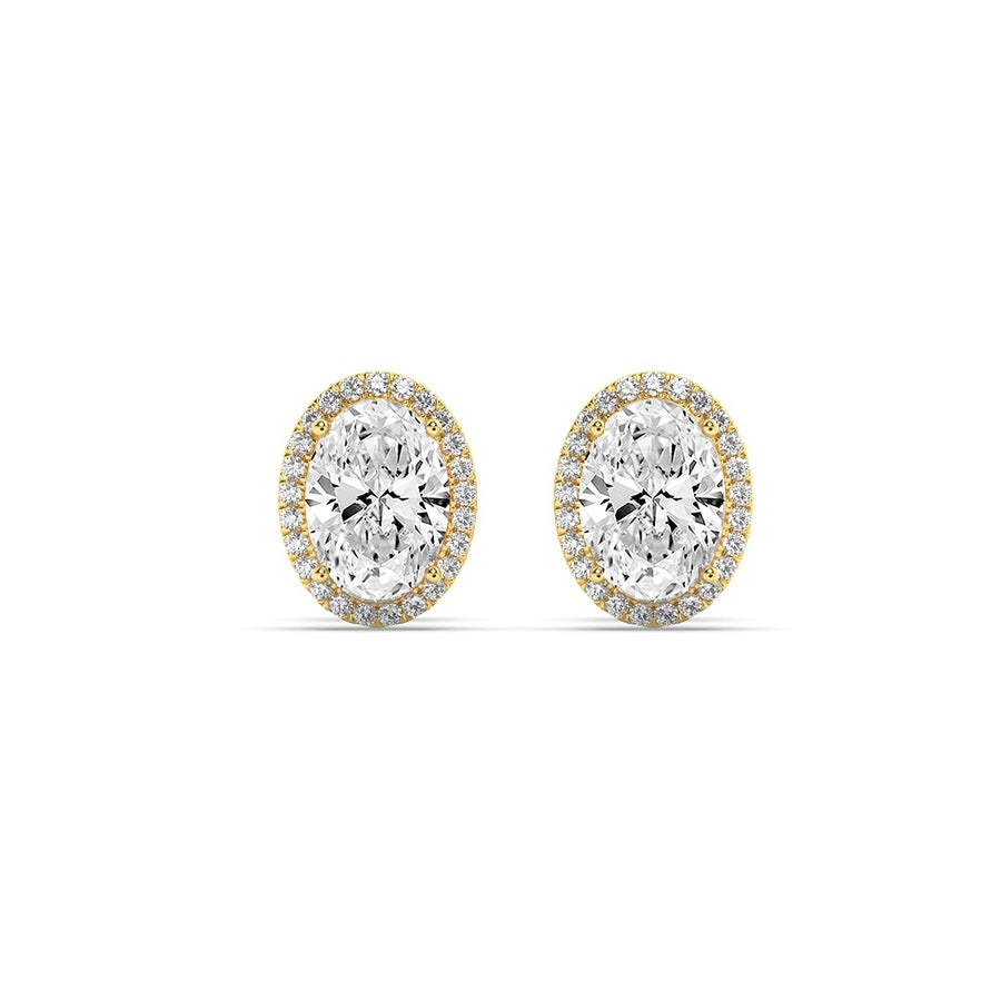 Oval Shape Halo Stud Earrings lab grown diamond