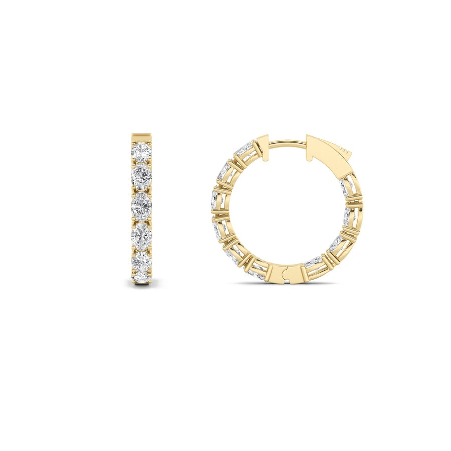 4Cttw Oval Shaped Lab Grown Diamond (F/VS) InsideOut Hoop Earrings in 14K Gold
