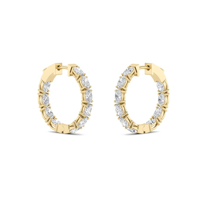 4Cttw Oval Shaped Lab Grown Diamond (F/VS) InsideOut Hoop Earrings in 14K Gold