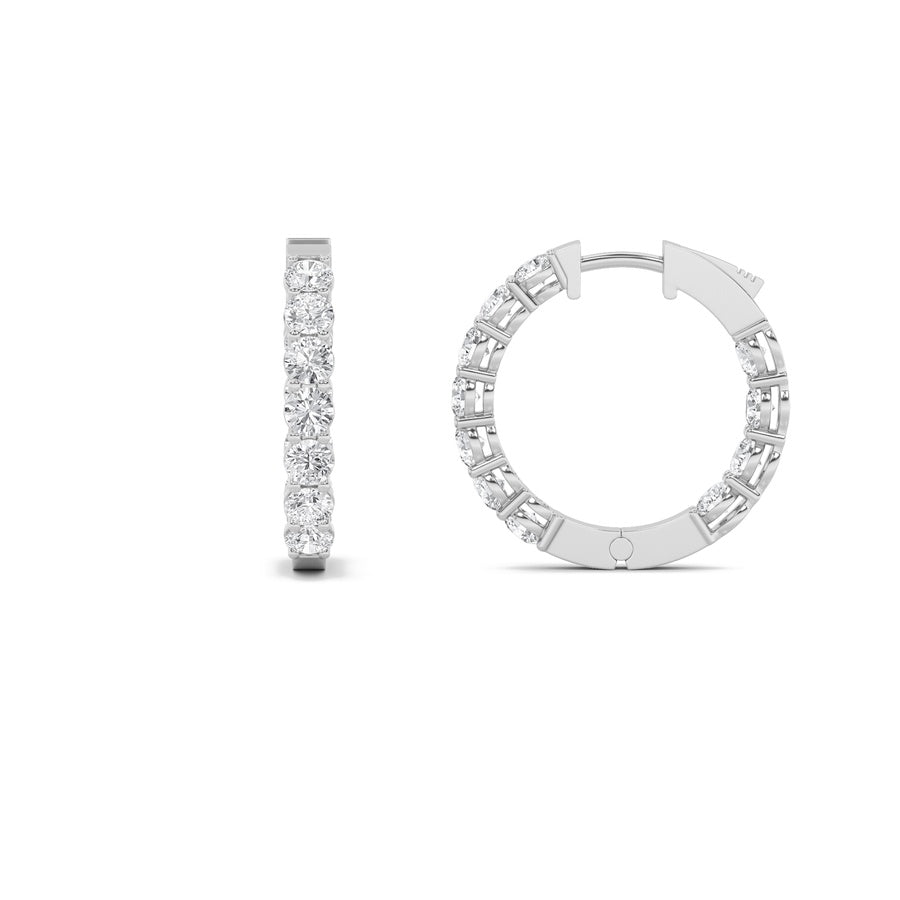 Round Shape Inside Out Hoop Earrings lab grown diamond