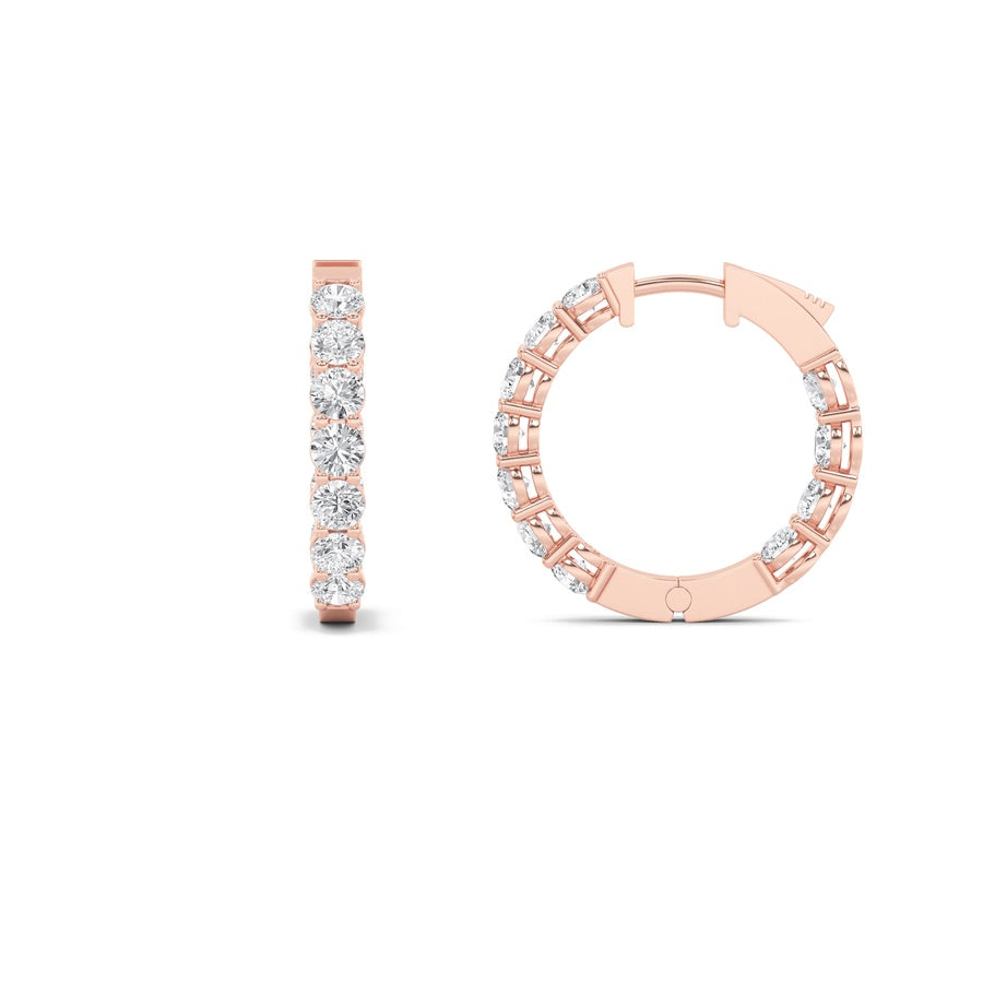 Round Shape Inside Out Hoop Earrings lab grown diamond