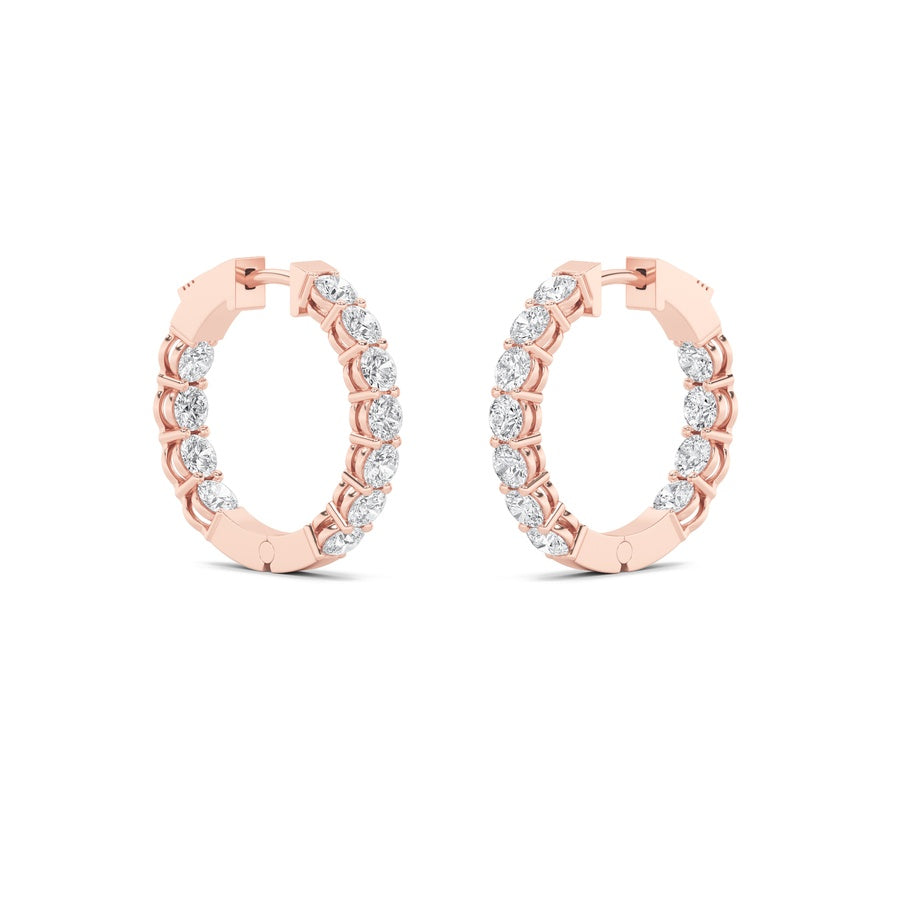 Round Shape Inside Out Hoop Earrings lab grown diamond