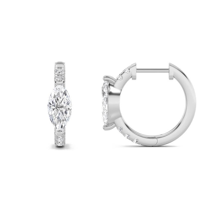 Marquise Shape Solitare Accent Huggie Earrings lab grown diamond