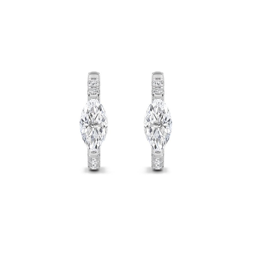 Marquise Shape Solitare Accent Huggie Earrings lab grown diamond
