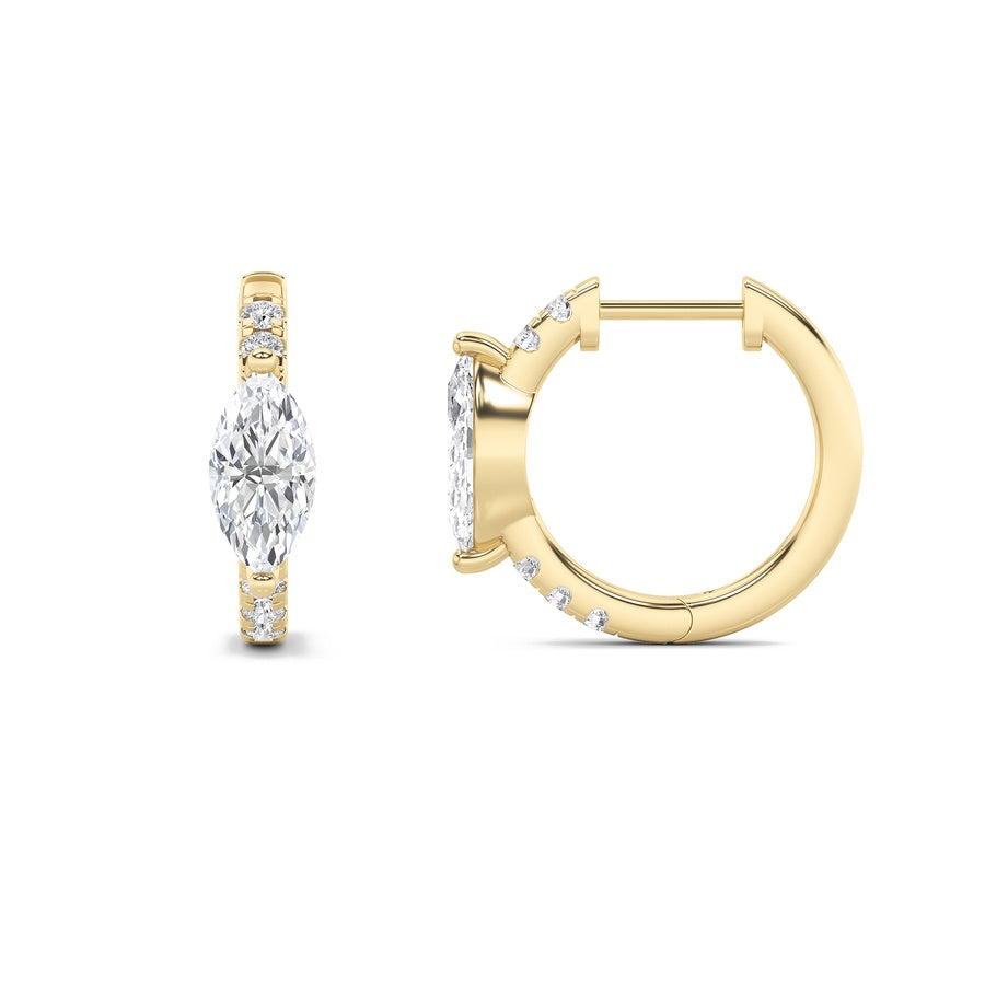 Marquise Shape Solitare Accent Huggie Earrings lab grown diamond