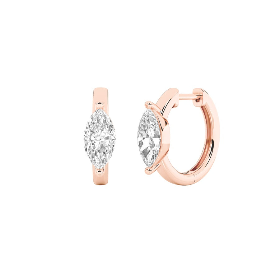 Marquise Shape Solitaire Huggie Earrings lab grown diamond