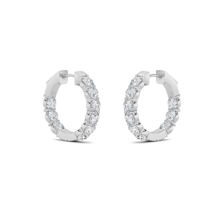 5Cttw Round Shaped Lab Grown Diamond (F/VS) Insideout Hoop Earrings in 14K Gold