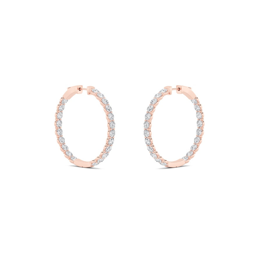7Cttw Round Shaped Lab Grown Diamond (F/VS) Insideout Hoop Earrings in 14K Gold