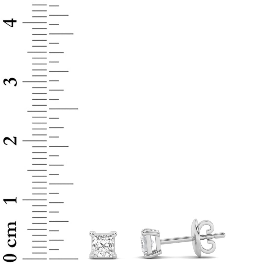 Princess Shape Classic Basket Set Stud Earrings lab grown diamond