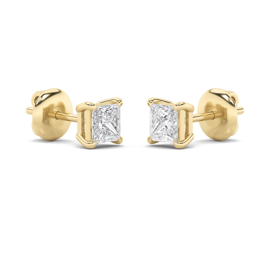 Princess Shape Classic Basket Set Stud Earrings lab grown diamond