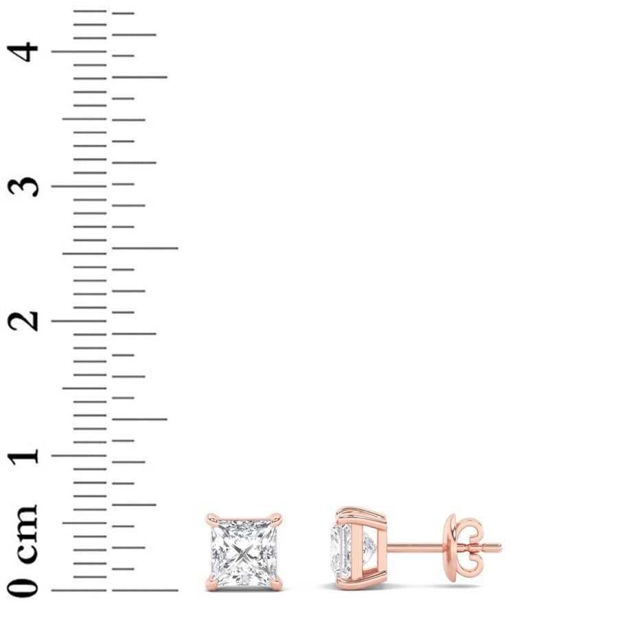 Princess Shape Classic Basket Set Stud Earrings lab grown diamond