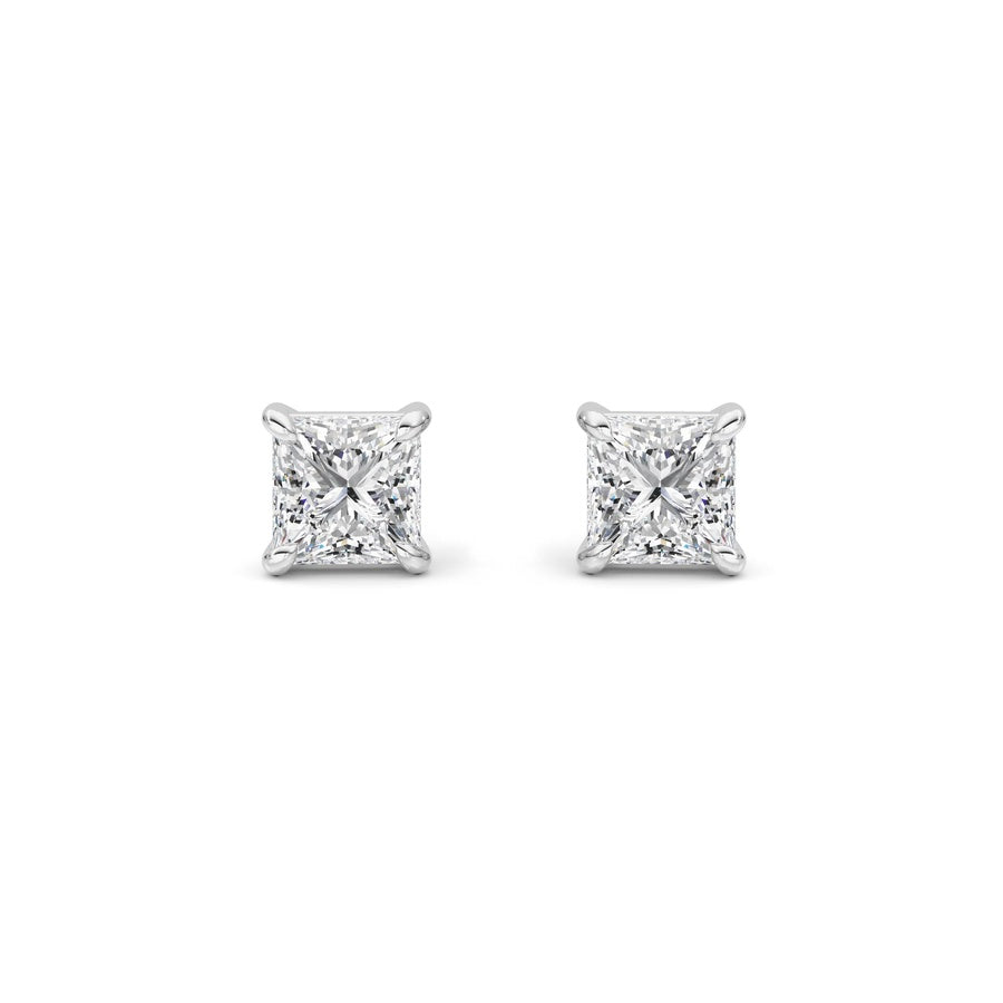 Princess Shape Classic Basket Set Stud Earrings lab grown diamond