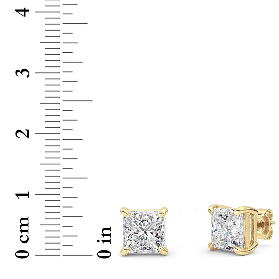 Princess Shape Classic Basket Set Stud Earrings lab grown diamond