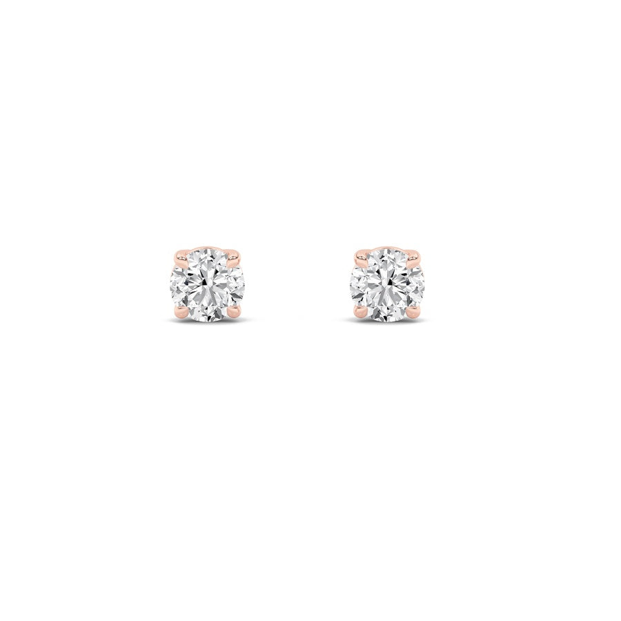 3Cttw Round Shaped Lab Grown Diamond (F/VS) Classic Basket Set Stud Earrings in 14K Gold