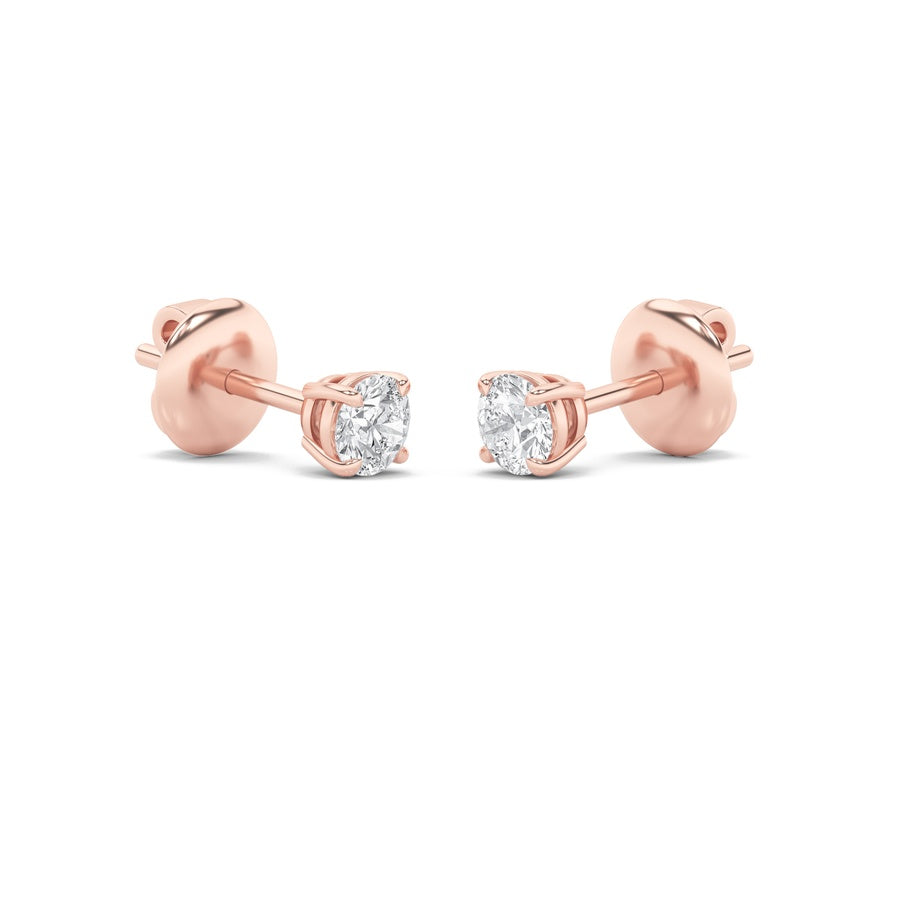 4Cttw Round Shaped Lab Grown Diamond (F/VS) Classic Basket Set Stud Earrings in 14K Gold