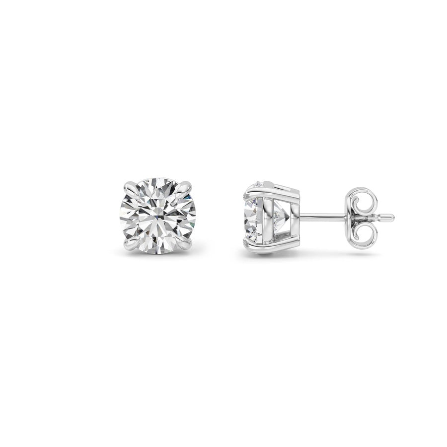 5Cttw Round Shaped Lab Grown Diamond (F/VS) Classic Basket Set Stud Earrings in 14K Gold