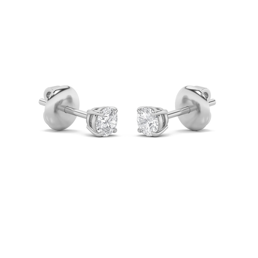 5Cttw Round Shaped Lab Grown Diamond (F/VS) Classic Basket Set Stud Earrings in 14K Gold