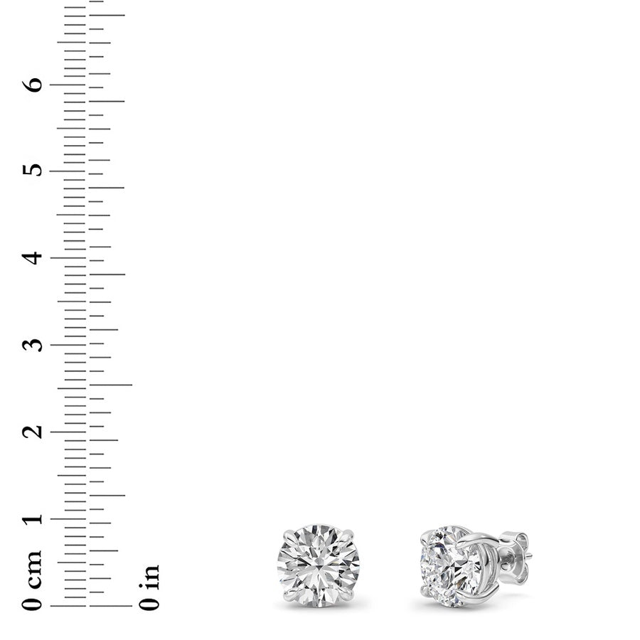6Cttw Round Shaped Lab Grown Diamond (F/VS) Classic Basket Set Stud Earrings in 14K Gold