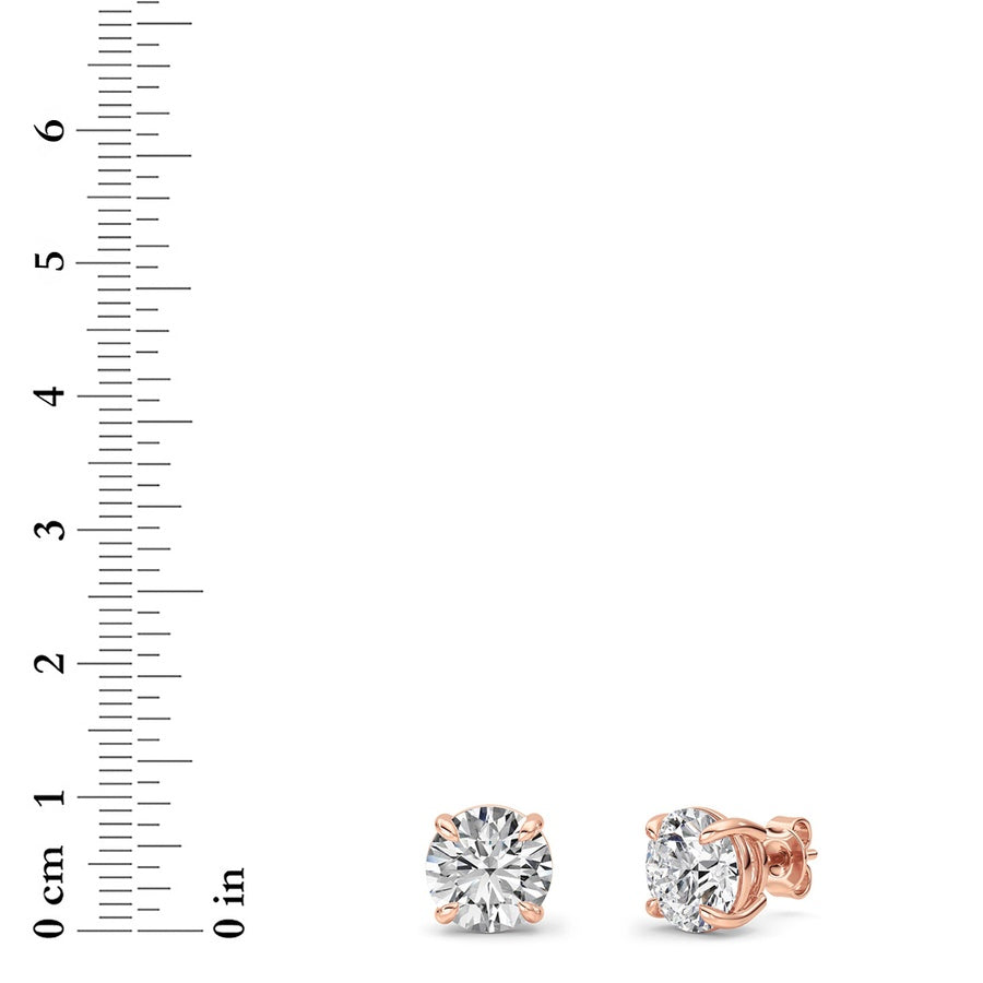 6Cttw Round Shaped Lab Grown Diamond (F/VS) Classic Basket Set Stud Earrings in 14K Gold