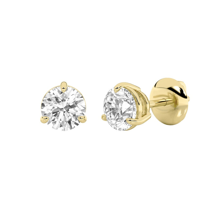 Round Shape Classic Basket Set Stud Earrings lab grown diamond