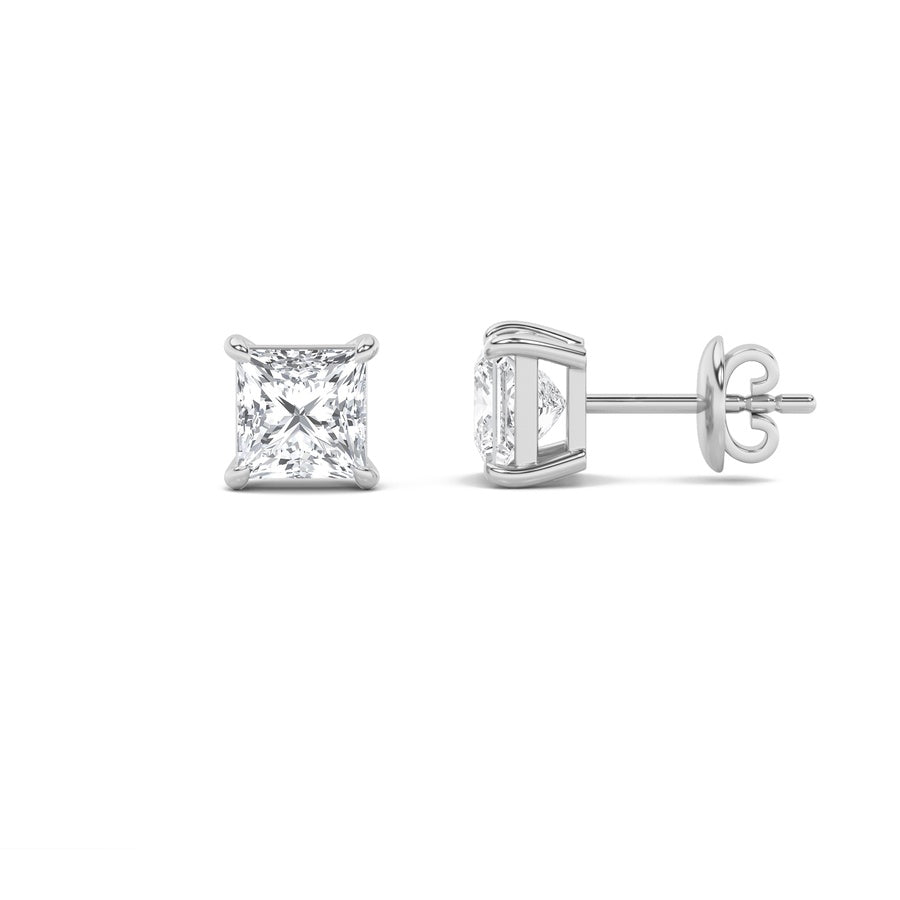 Princess Shape Stud Earrings lab grown diamond