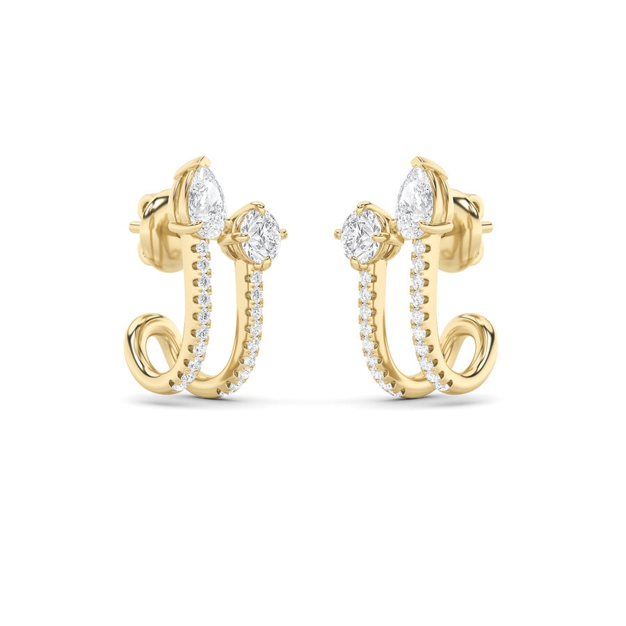 2.5Cttw Round Shaped Lab Grown Diamond (F/VS) Toiet Moi Accented Earrings in 14K Gold