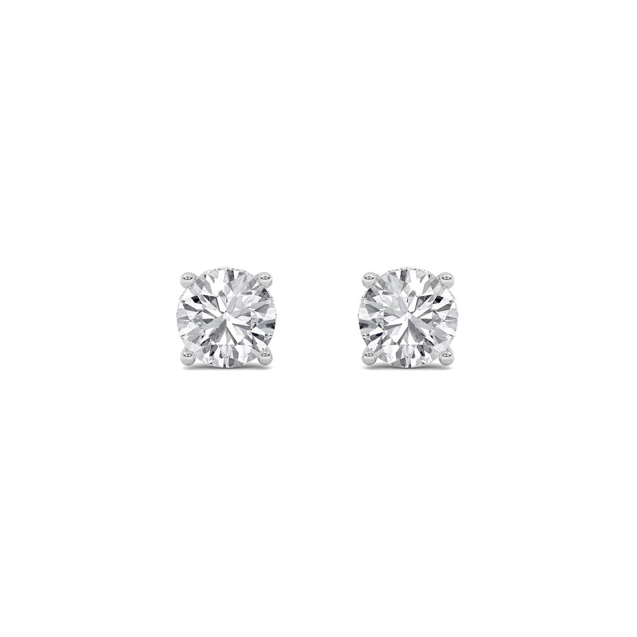 5Cttw Round Shaped Lab Grown Diamond (F/VS) HiddenHalo Stud Earrings in 14K Gold