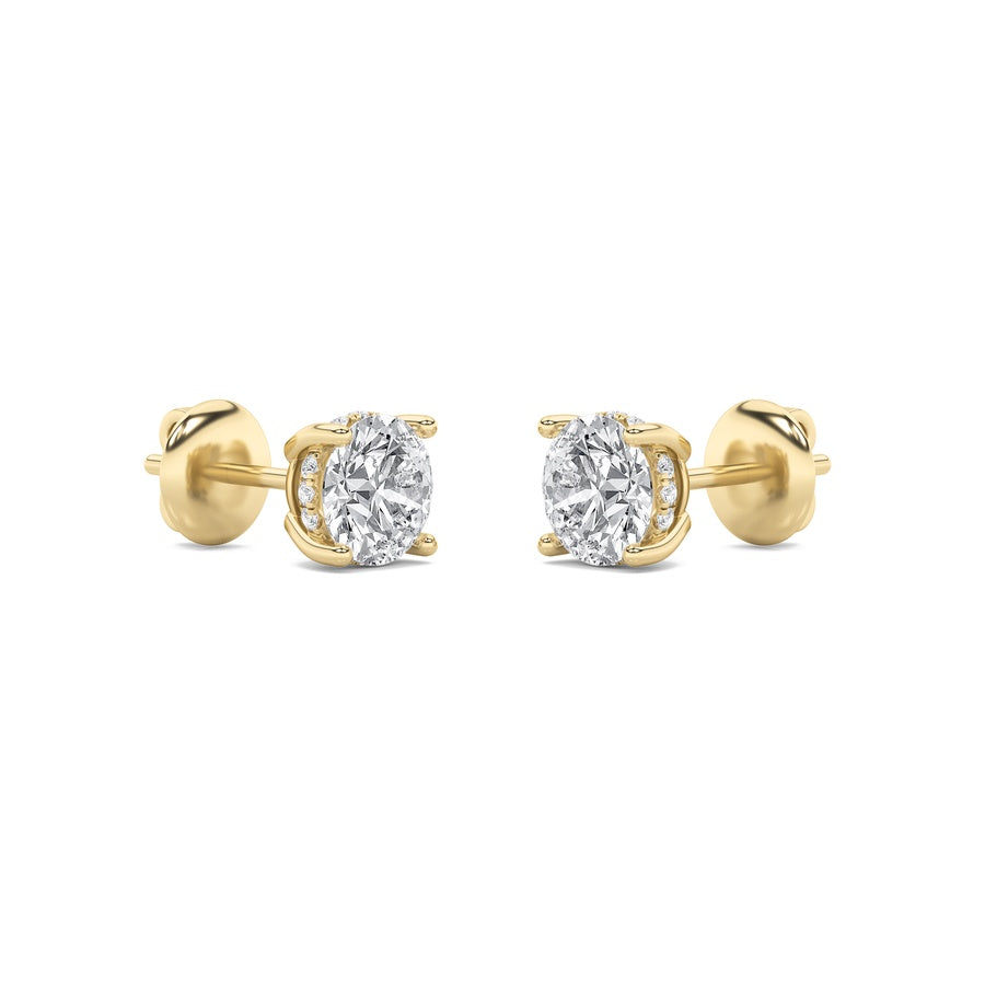 5Cttw Round Shaped Lab Grown Diamond (F/VS) HiddenHalo Stud Earrings in 14K Gold