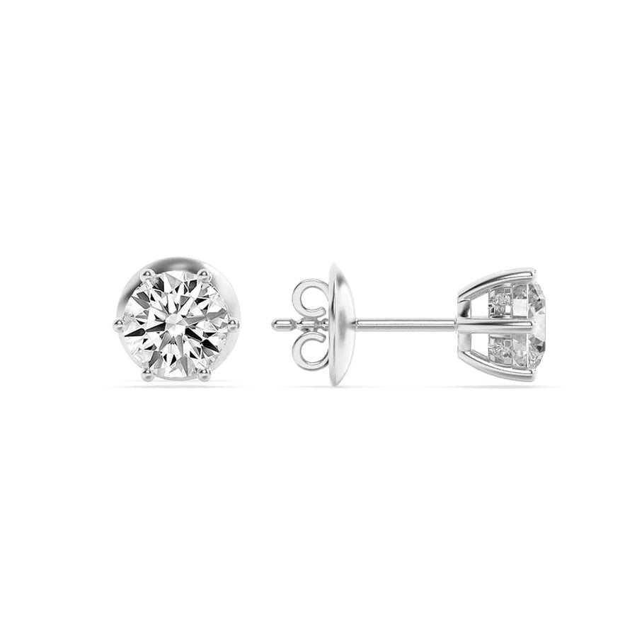 Round Shape Hidden Halo Stud Earrings lab grown diamond