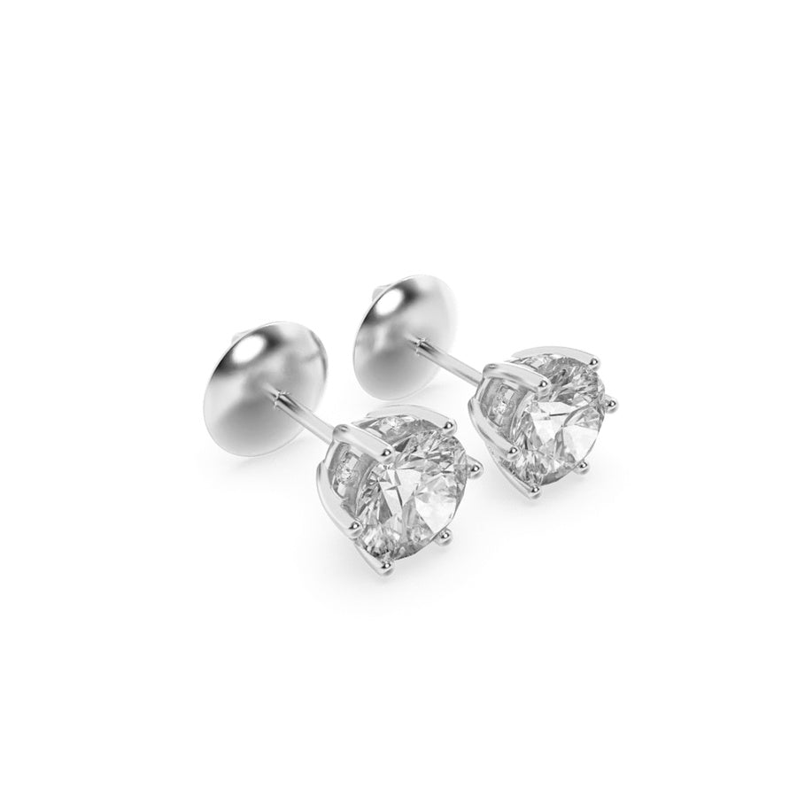 Round Shape Hidden Halo Stud Earrings lab grown diamond