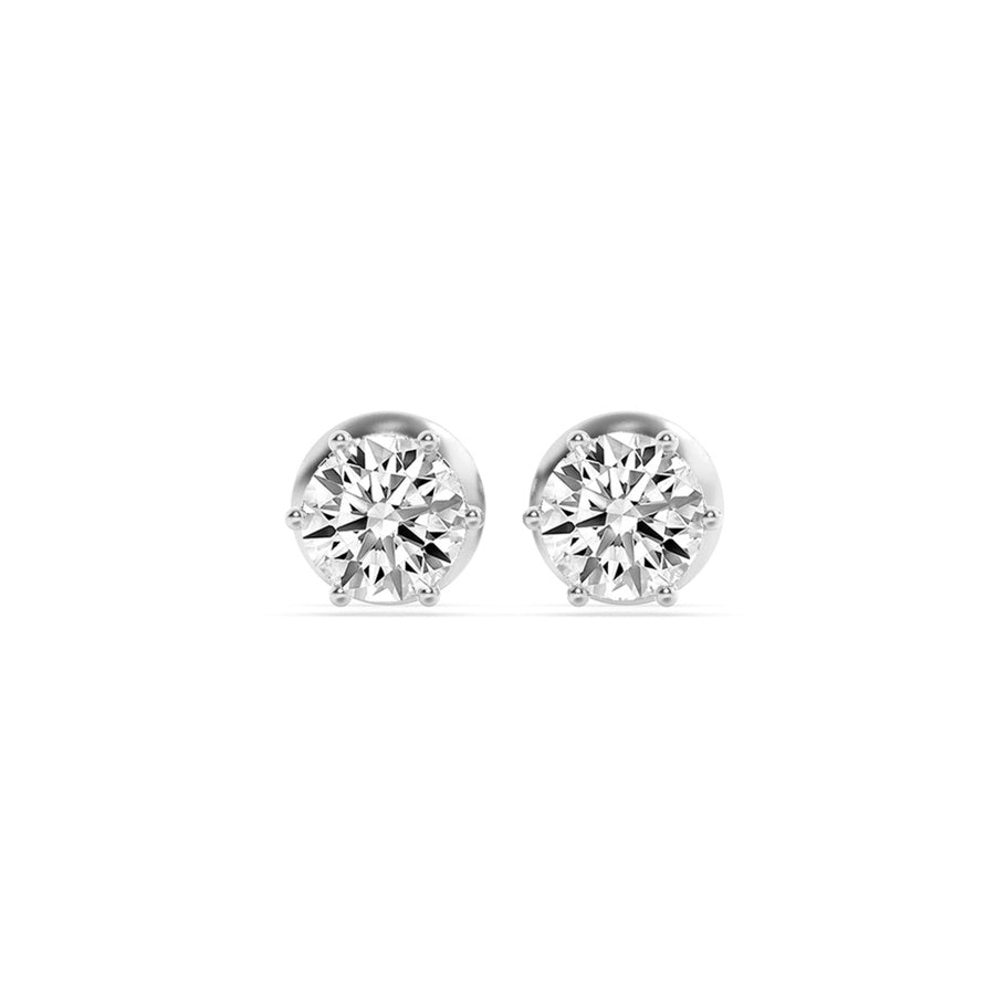 Round Shape Hidden Halo Stud Earrings lab grown diamond