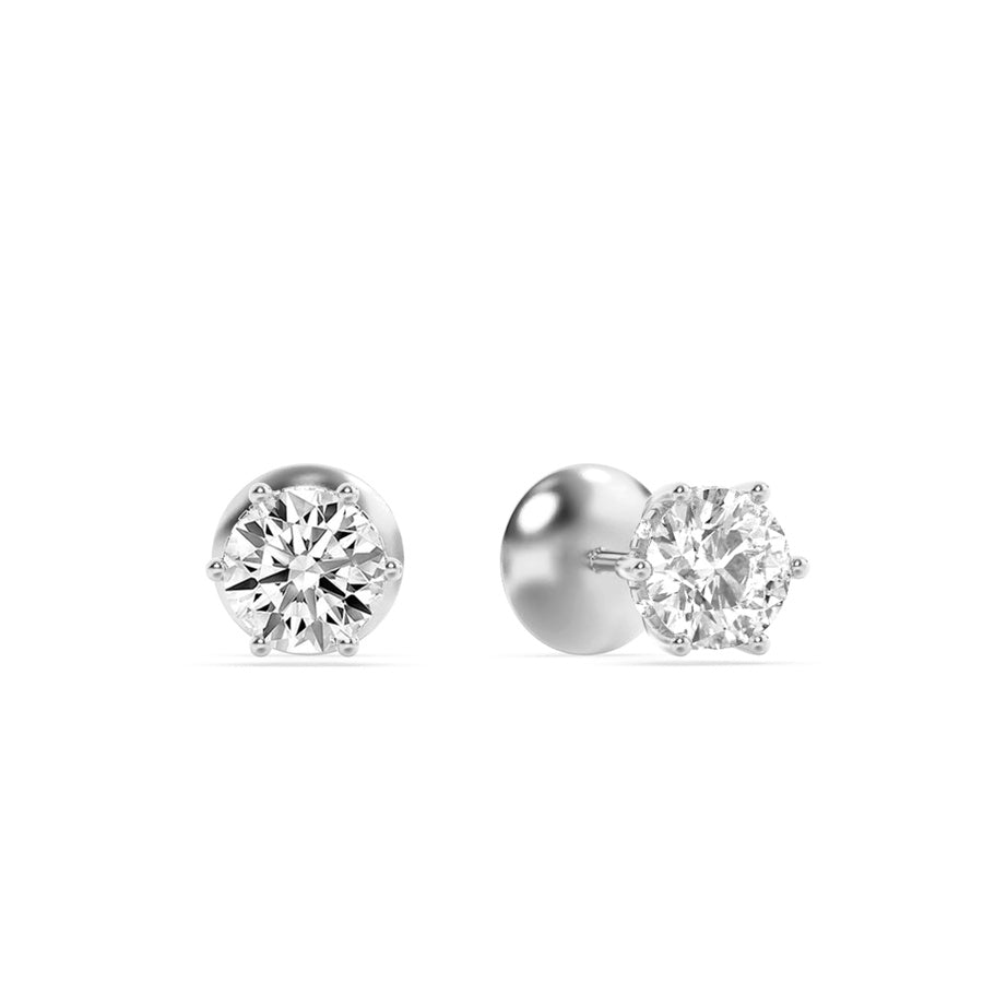 Round Shape Hidden Halo Stud Earrings lab grown diamond