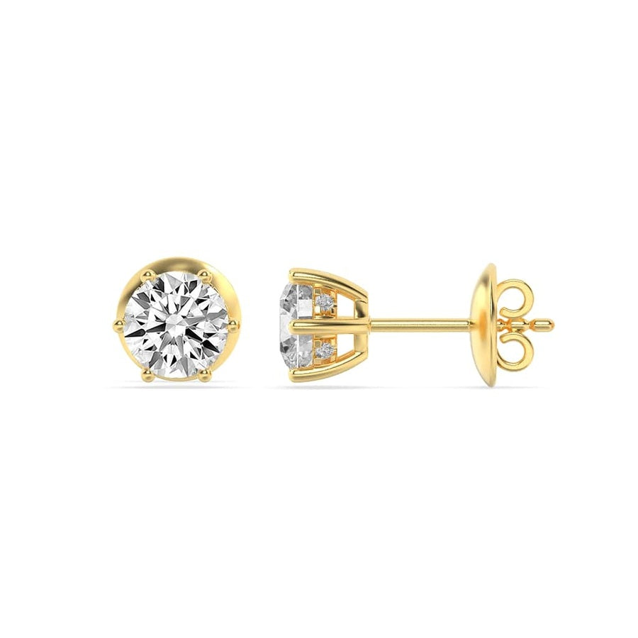 Round Shape Hidden Halo Stud Earrings lab grown diamond