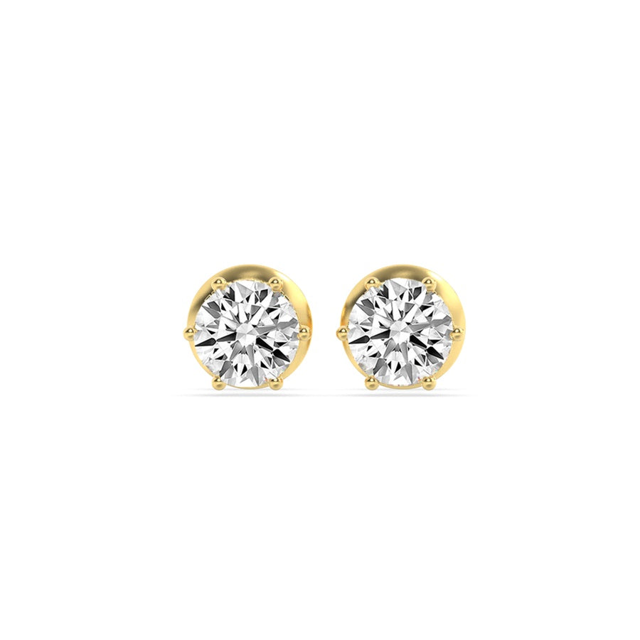 Round Shape Hidden Halo Stud Earrings lab grown diamond