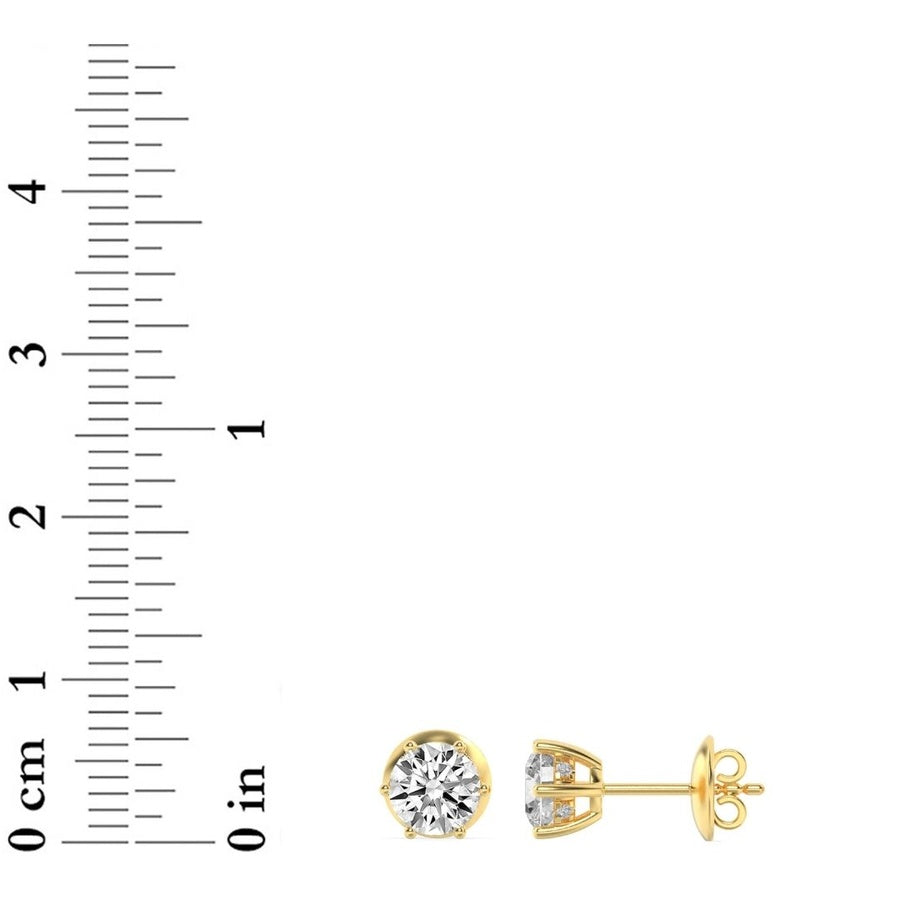 Round Shape Hidden Halo Stud Earrings lab grown diamond