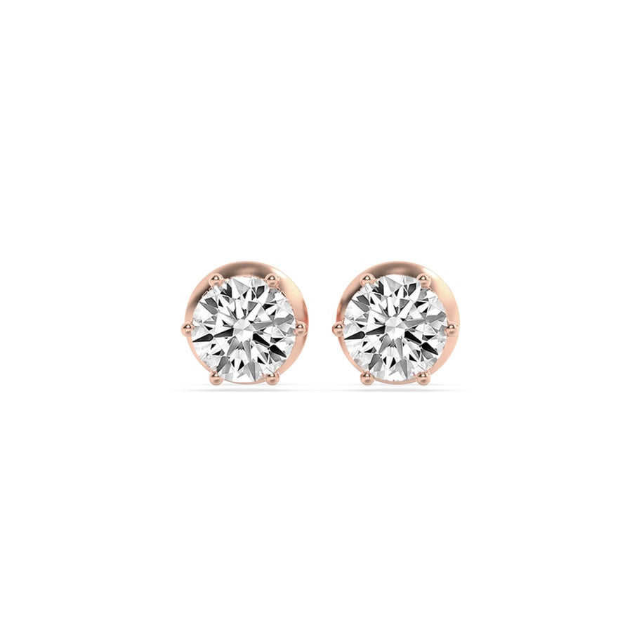 Round Shape Hidden Halo Stud Earrings lab grown diamond