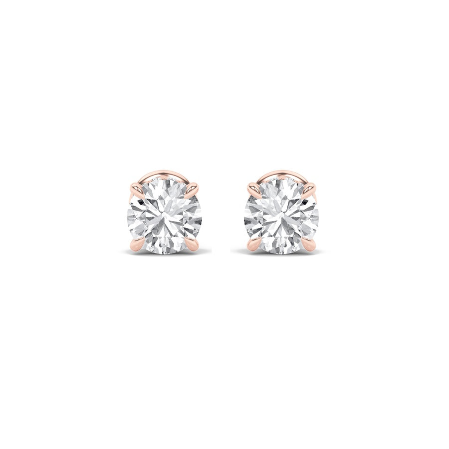 Round Shape Hidden Halo Stud Earrings lab grown diamond