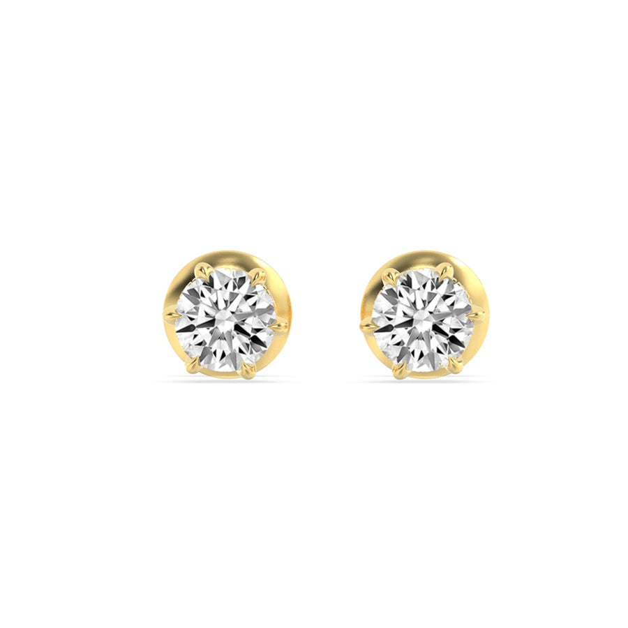 Round Shape Hidden Halo Stud Earrings lab grown diamond
