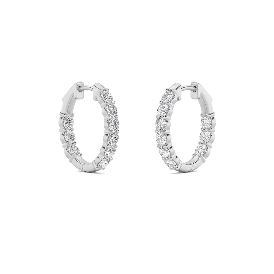 3Cttw Round Shaped Lab Grown Diamond (F/VS) InsideOut Hoop Earrings in 14K Gold