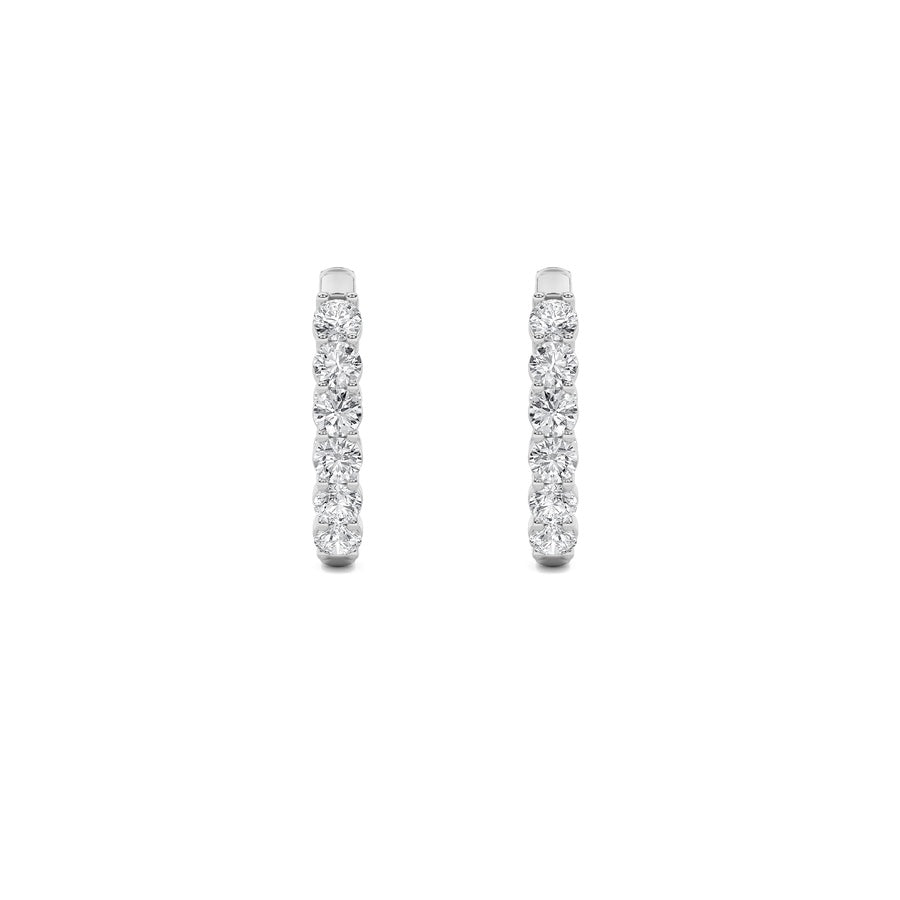 3Cttw Round Shaped Lab Grown Diamond (F/VS) InsideOut Hoop Earrings in 14K Gold