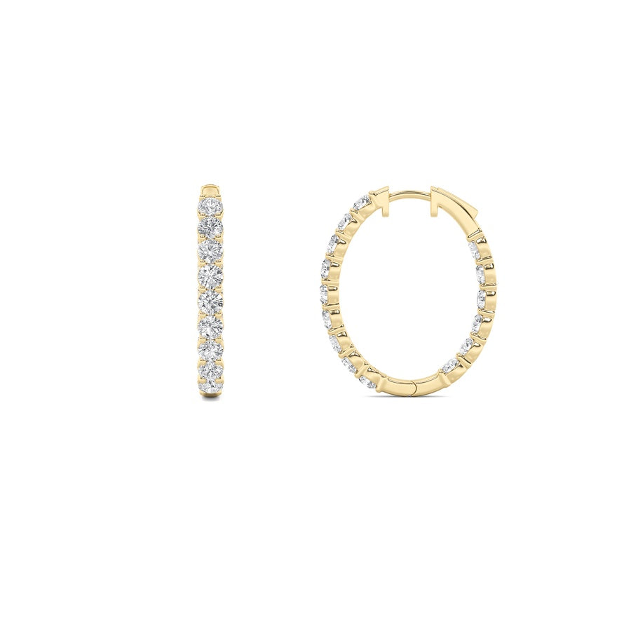 Round Shape Inside Out Hoop Earrings lab grown diamond
