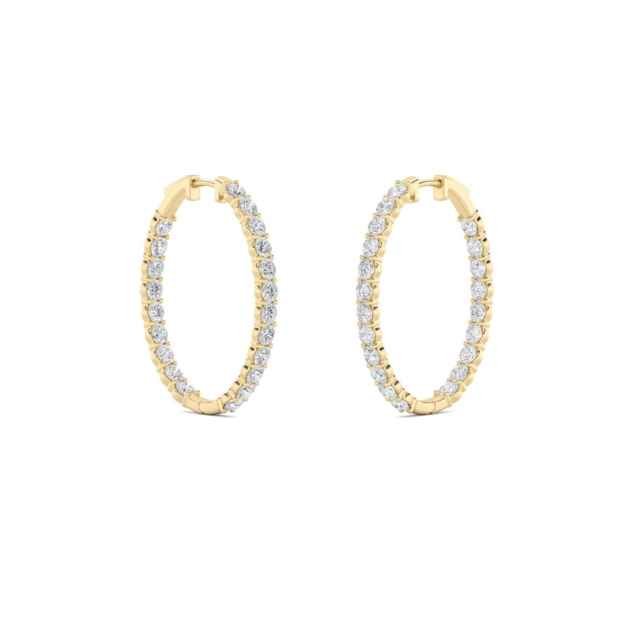 Round Shape Inside Out Hoop Earrings lab grown diamond