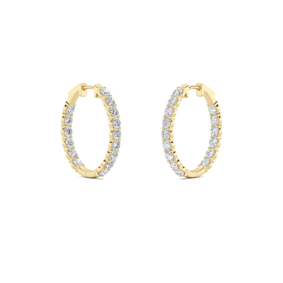 Round Shape Inside Out Hoop Earrings lab grown diamond