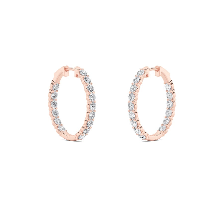 Round Shape Inside Out Hoop Earrings lab grown diamond