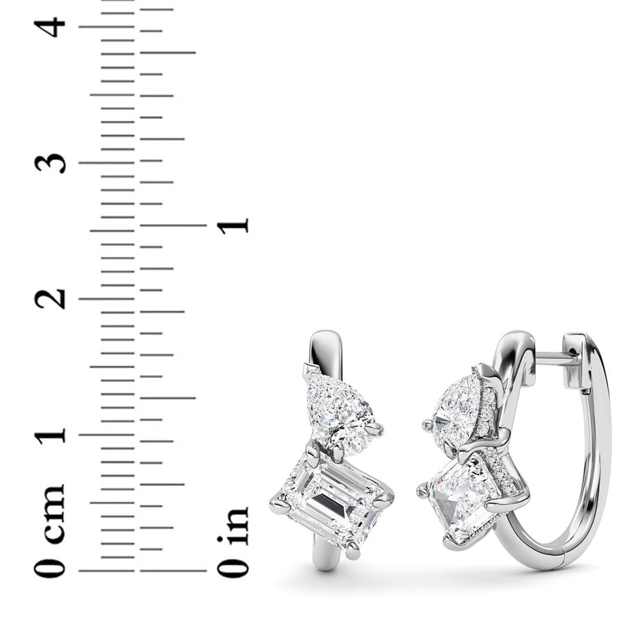Emerald Shape Toi Et Moi Huggie Earrings lab grown diamond