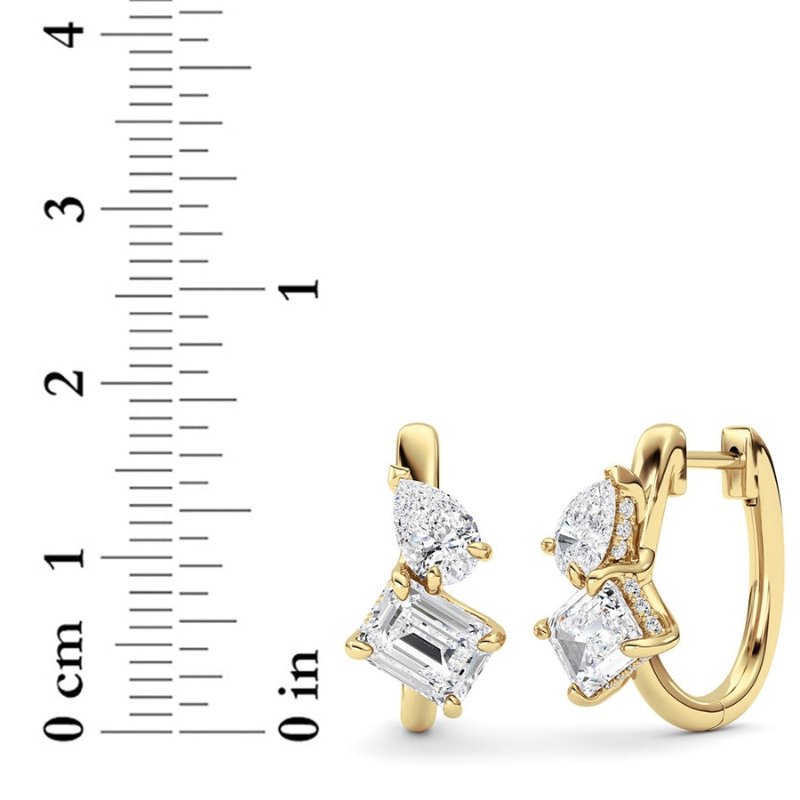 Emerald Shape Toi Et Moi Huggie Earrings lab grown diamond