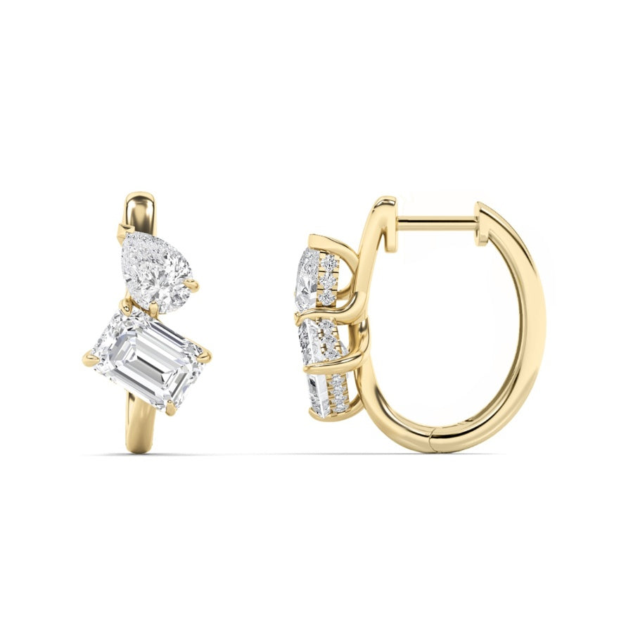 Emerald Shape Toi Et Moi Huggie Earrings lab grown diamond