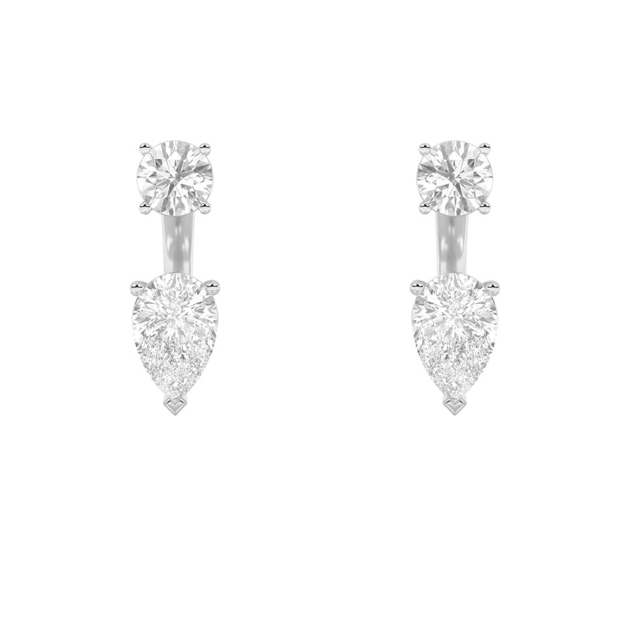 3.5Cttw Pear Shaped Lab Grown Diamond (F/VS) StudEarrings with J Hoop Earrings in 14K Gold